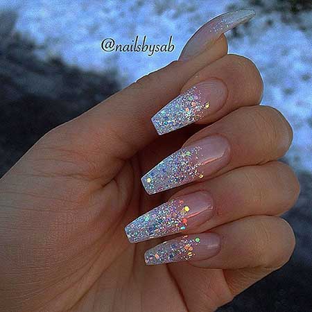 Coffin Nails with Glitter