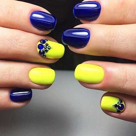 Sunflower Nails Er Nails, Paint Drip, Nail Art Yellow and Blue, Blue 