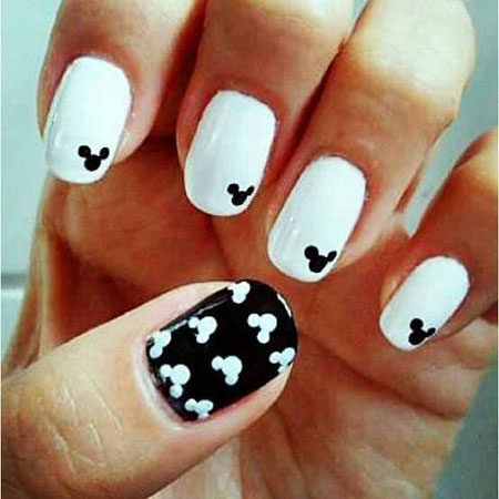 Simple Mickey Mouse Nail Art, Mickey Mouse Nails Nail