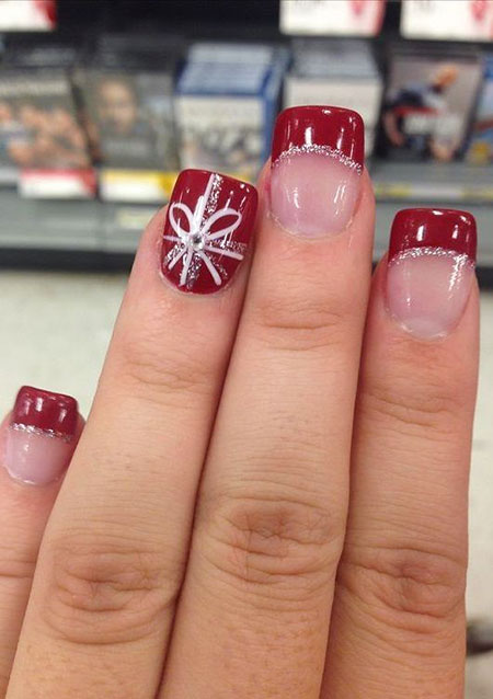 Red Nail Design 2018, Christmas Manicure Ideas Snowflake