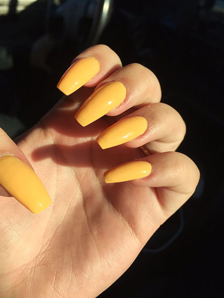 Yellow Acrylic Color Manicure
