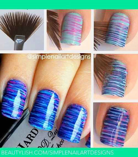 Easy Striped Nails, Fan Easy Diy Brush