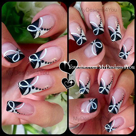 Quick French Nail Art, White Black French Quick