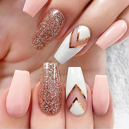 Gold and Pink, Rose Gold Acrylic Pretty