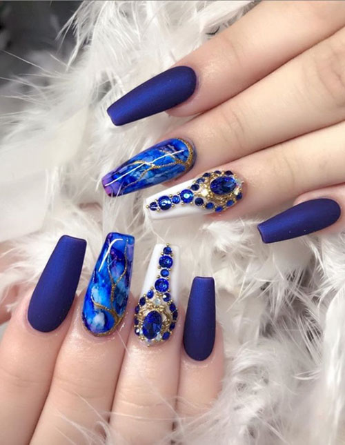 Royal Blue Nails Acrylic