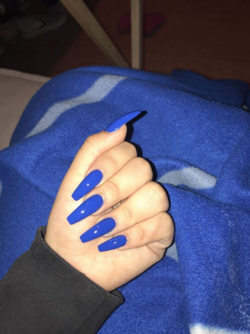 Acrylic Royal Blue Nails